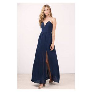 Navy Blue Strapless Maxi Dress